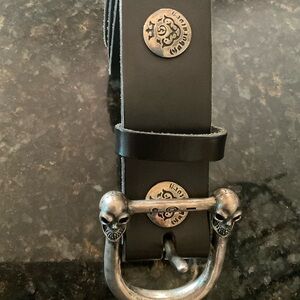 GABORATORY Black Leather Belt with sterling silver Buckle